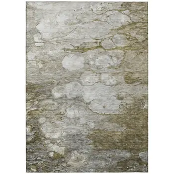 3' X 5' Brown Taupe And Ivory Abstract Washable Indoor Outdoor Area Rug