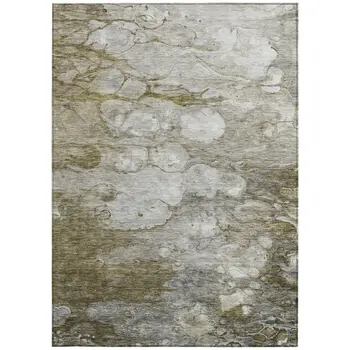 5' X 8' Brown Taupe And Ivory Abstract Washable Indoor Outdoor Area Rug