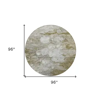 8' Brown Taupe And Ivory Round Abstract Washable Indoor Outdoor Area Rug