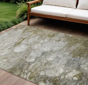 10' X 14' Brown Taupe And Ivory Abstract Washable Indoor Outdoor Area Rug