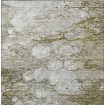 10' X 14' Brown Taupe And Ivory Abstract Washable Indoor Outdoor Area Rug
