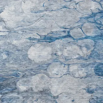 3' X 5' Denim Blue And Sky Blue Abstract Washable Indoor Outdoor Area Rug