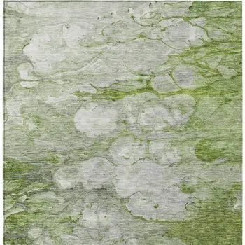 9' X 12' Olive Green And Gray Abstract Washable Indoor Outdoor Area Rug