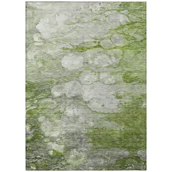 9' X 12' Olive Green And Gray Abstract Washable Indoor Outdoor Area Rug