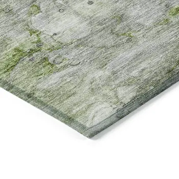 9' X 12' Olive Green And Gray Abstract Washable Indoor Outdoor Area Rug