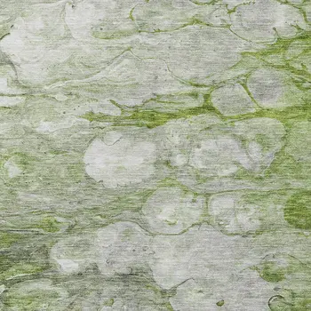 9' X 12' Olive Green And Gray Abstract Washable Indoor Outdoor Area Rug