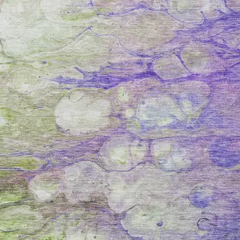 3' X 5' Purple Lilac And Artichoke Green Abstract Washable Indoor Outdoor Area Rug