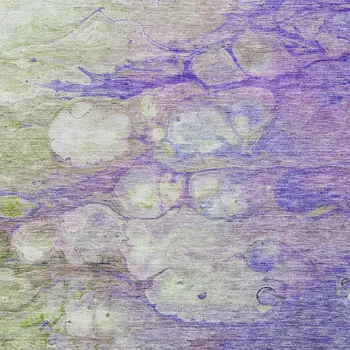 8' X 10' Purple Lilac And Artichoke Green Abstract Washable Indoor Outdoor Area Rug