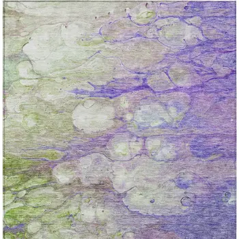 10' X 14' Purple Lilac And Artichoke Green Abstract Washable Indoor Outdoor Area Rug