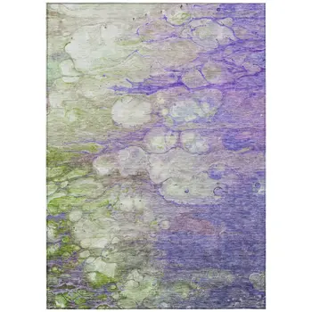 10' X 14' Purple Lilac And Artichoke Green Abstract Washable Indoor Outdoor Area Rug