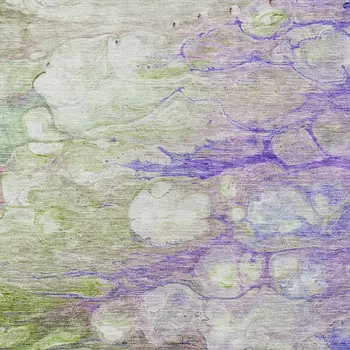 10' X 14' Purple Lilac And Artichoke Green Abstract Washable Indoor Outdoor Area Rug