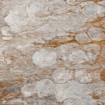 5' X 8' Terra Cotta Gray And Silver Abstract Washable Indoor Outdoor Area Rug