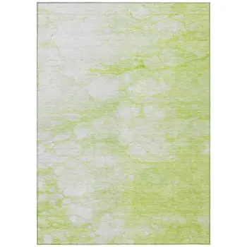 9' X 12' Artichoke Green And Ivory Abstract Washable Indoor Outdoor Area Rug