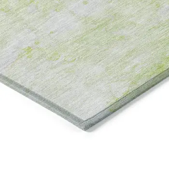 9' X 12' Artichoke Green And Ivory Abstract Washable Indoor Outdoor Area Rug