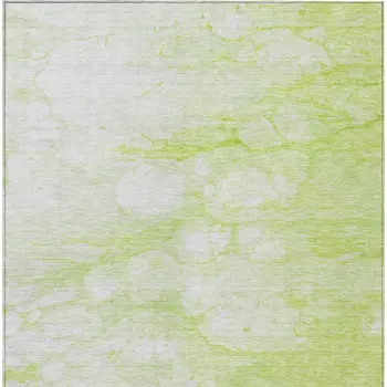 9' X 12' Artichoke Green And Ivory Abstract Washable Indoor Outdoor Area Rug