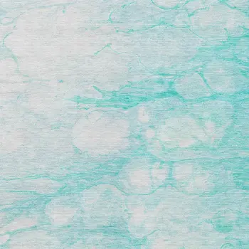 3' X 5' Aqua Ivory And Teal Blue Abstract Washable Indoor Outdoor Area Rug