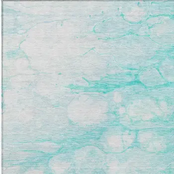 8' X 10' Aqua Ivory And Teal Blue Abstract Washable Indoor Outdoor Area Rug