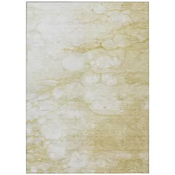 3' X 5' Beige Taupe And Artichoke Green Abstract Washable Indoor Outdoor Area Rug
