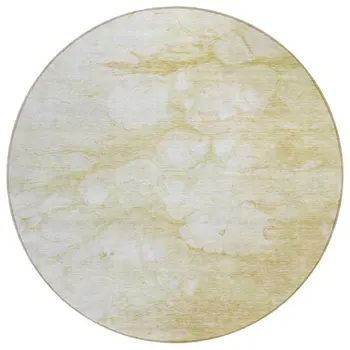 8' Beige Taupe And Artichoke Green Round Abstract Washable Indoor Outdoor Area Rug