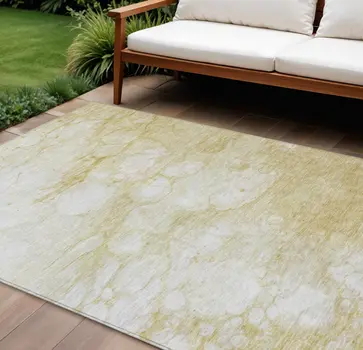 8' X 10' Beige Taupe And Artichoke Green Abstract Washable Indoor Outdoor Area Rug