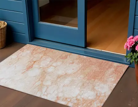 3' X 5' Copper Beige And Silver Abstract Washable Indoor Outdoor Area Rug