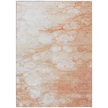 5' X 8' Copper Beige And Silver Abstract Washable Indoor Outdoor Area Rug