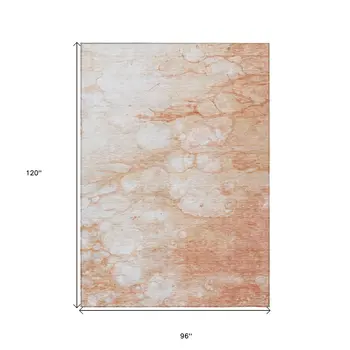 8' X 10' Copper Beige And Silver Abstract Washable Indoor Outdoor Area Rug