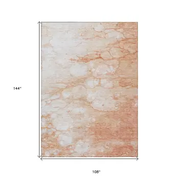 9' X 12' Copper Beige And Silver Abstract Washable Indoor Outdoor Area Rug