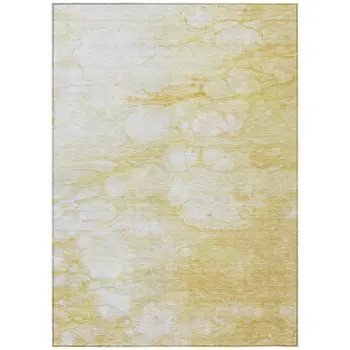 3' X 5' Gold Beige And Ivory Abstract Washable Indoor Outdoor Area Rug