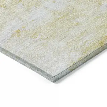 3' X 5' Gold Beige And Ivory Abstract Washable Indoor Outdoor Area Rug