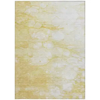 5' X 8' Gold Beige And Ivory Abstract Washable Indoor Outdoor Area Rug