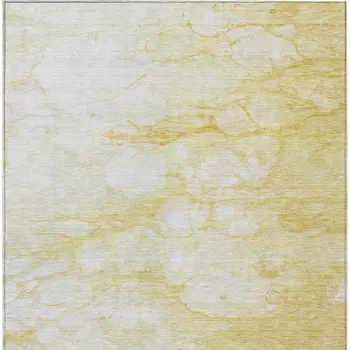 10' X 14' Gold Beige And Ivory Abstract Washable Indoor Outdoor Area Rug