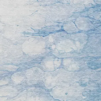 3' X 5' Sky Blue Denim Blue And Silver Abstract Washable Indoor Outdoor Area Rug