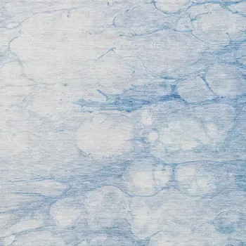 5' X 8' Sky Blue Denim Blue And Silver Abstract Washable Indoor Outdoor Area Rug