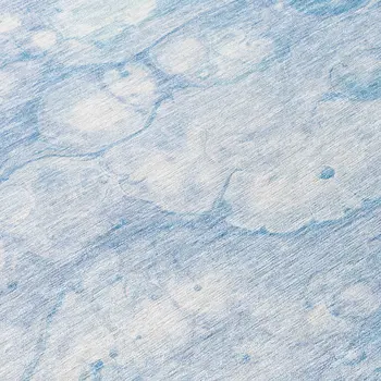 8' Sky Blue Denim Blue And Silver Round Abstract Washable Indoor Outdoor Area Rug