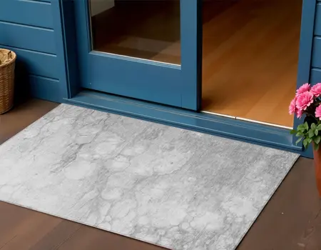 3' X 5' Silver Gray And Ivory Abstract Washable Indoor Outdoor Area Rug