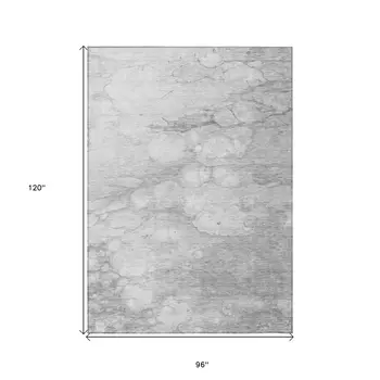 8' X 10' Silver Gray And Ivory Abstract Washable Indoor Outdoor Area Rug