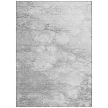 10' X 14' Silver Gray And Ivory Abstract Washable Indoor Outdoor Area Rug