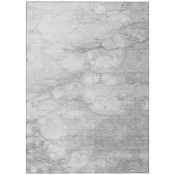 10' X 14' Silver Gray And Ivory Abstract Washable Indoor Outdoor Area Rug