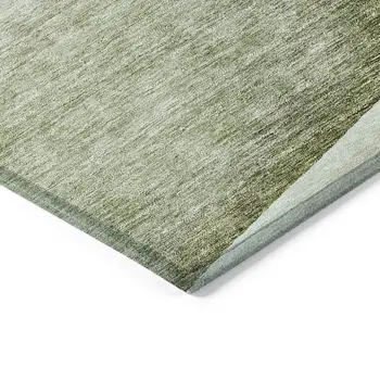 9' X 12' Artichoke Green And Gray Floral Washable Indoor Outdoor Area Rug