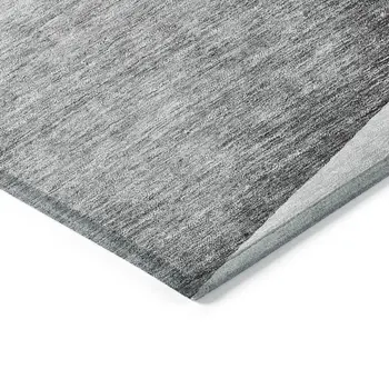 8' X 10' Gray Silver And Charcoal Floral Washable Indoor Outdoor Area Rug