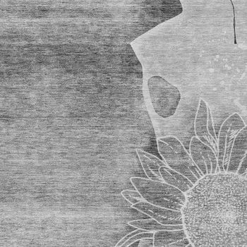 8' X 10' Gray Silver And Charcoal Floral Washable Indoor Outdoor Area Rug