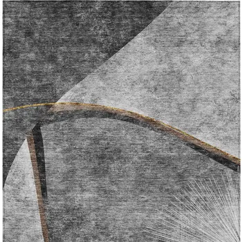 3' X 5' Gray Chocolate And Silver Abstract Washable Indoor Outdoor Area Rug
