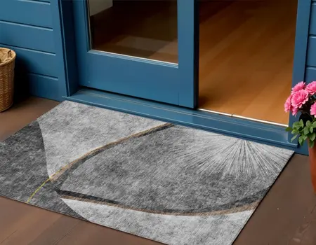 3' X 5' Gray Chocolate And Silver Abstract Washable Indoor Outdoor Area Rug