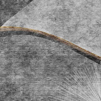 8' X 10' Gray Chocolate And Silver Abstract Washable Indoor Outdoor Area Rug