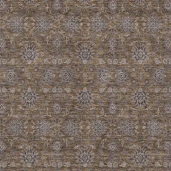 3' X 5' Chocolate And Gray Floral Washable Indoor Outdoor Area Rug