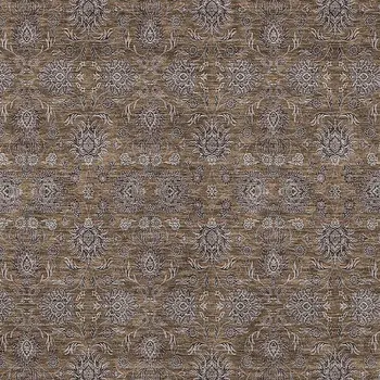 5' X 8' Chocolate And Gray Floral Washable Indoor Outdoor Area Rug