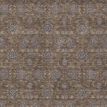 10' X 14' Chocolate And Gray Floral Washable Indoor Outdoor Area Rug