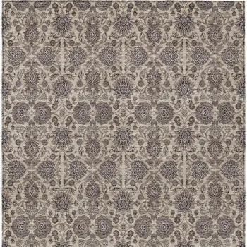 3' X 5' Ivory Taupe And Beige Floral Washable Indoor Outdoor Area Rug