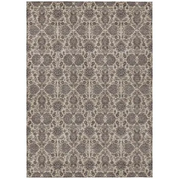 3' X 5' Ivory Taupe And Beige Floral Washable Indoor Outdoor Area Rug